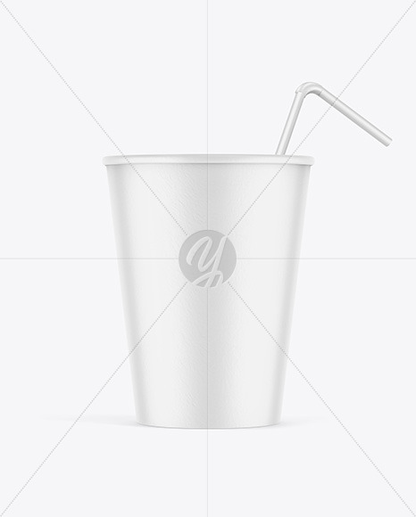 Paper Soda Cup w/ Straw Mockup