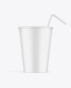 Paper Soda Cup w/ Straw Mockup