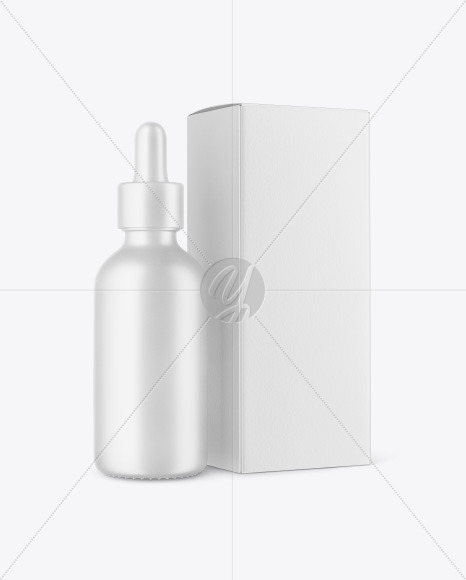 Matte Dropper Bottle with Paper Box Mockup