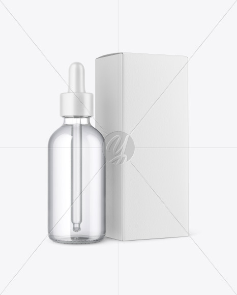 Clear Glass Dropper Bottle with Paper Box Mockup