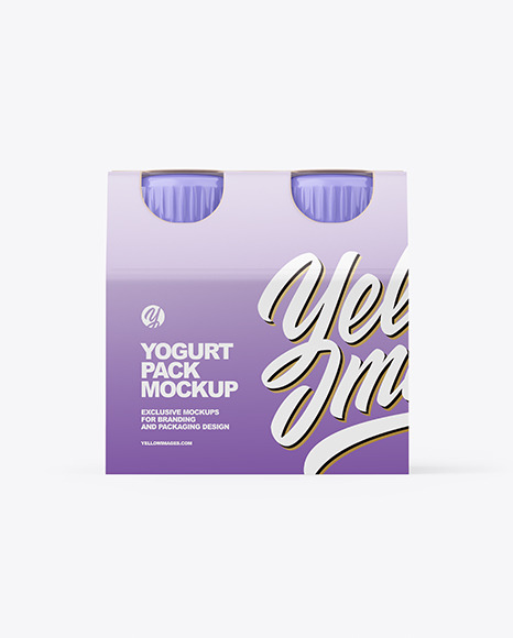 4x125ml Glossy Yogurt Pack Mockup