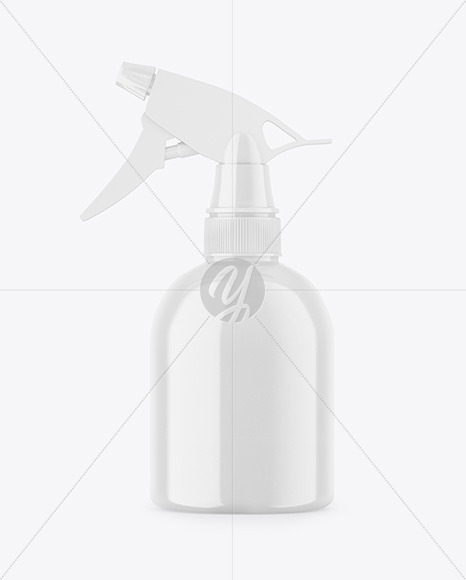 Glossy Plastic Spray Bottle Mockup