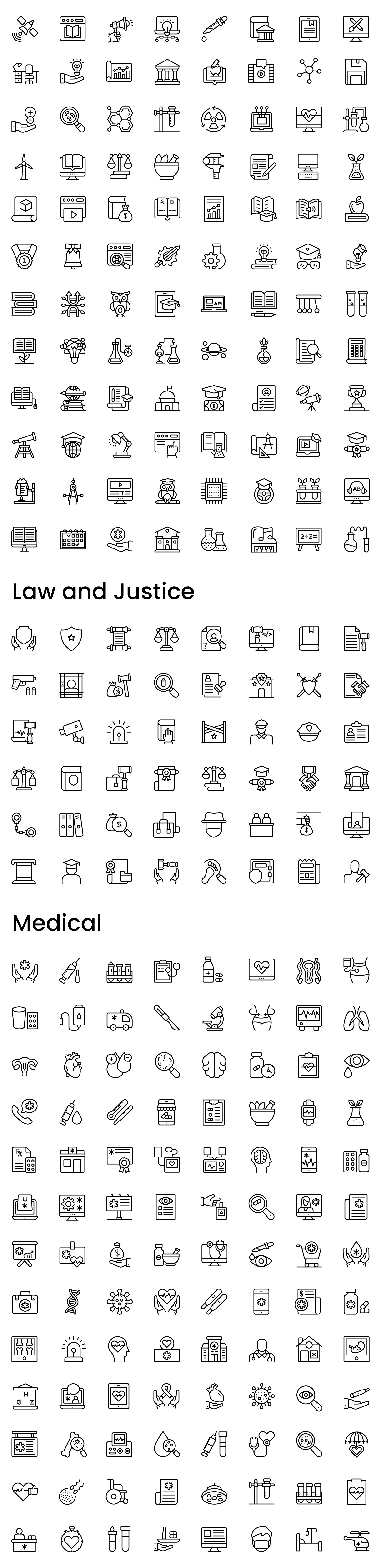 1400+ Collection of line icons set