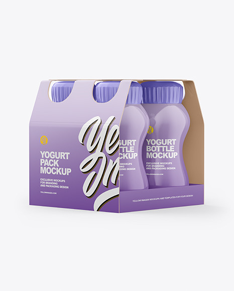 4x125ml Glossy Yogurt Pack Mockup