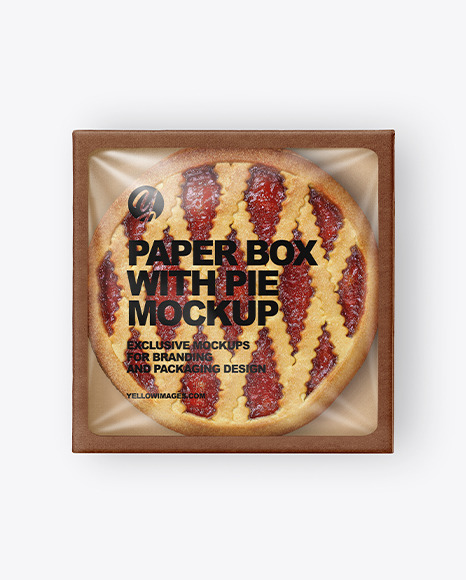 Paper Box With Pie Mockup