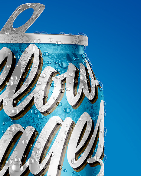 Metallic Aluminium Can with Condensation Mockup