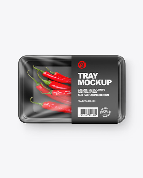 Plastic Tray W/ Chili Peppers Mockup