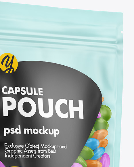 Frosted Plastic Pouch w/ Dragee Mockup