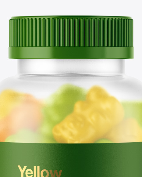 Frosted Bottle with Gummies Mockup