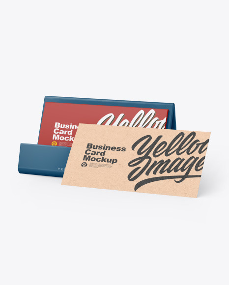 Business Cards w Matte Holder Mockup - Rounded business card mockup