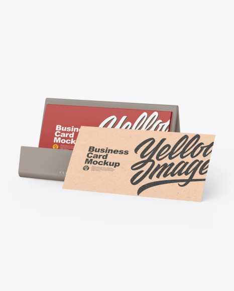 Business Cards w Matte Holder Mockup - Rounded business card mockup