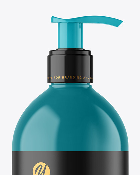 500ml Glossy Cosmetic Bottle with Pump Mockup