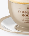 Glossy Coffee Cup w/ Plate Mockup