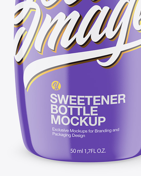 Sweetener Bottle In Glossy Shrink Sleeve Mockup