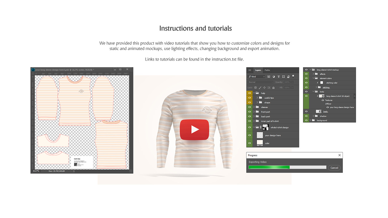 Long Sleeve T-shirt Animated Mockup Long Sleeve T-shirt Animated Mockup