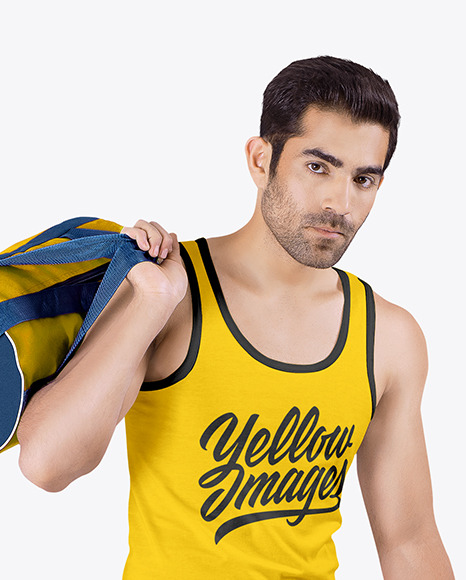 Man w/ Bag in Tank Top Mockup