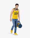 Man w/ Bag in Tank Top Mockup