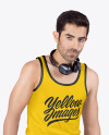 Man w/ Bag in Tank Top Mockup