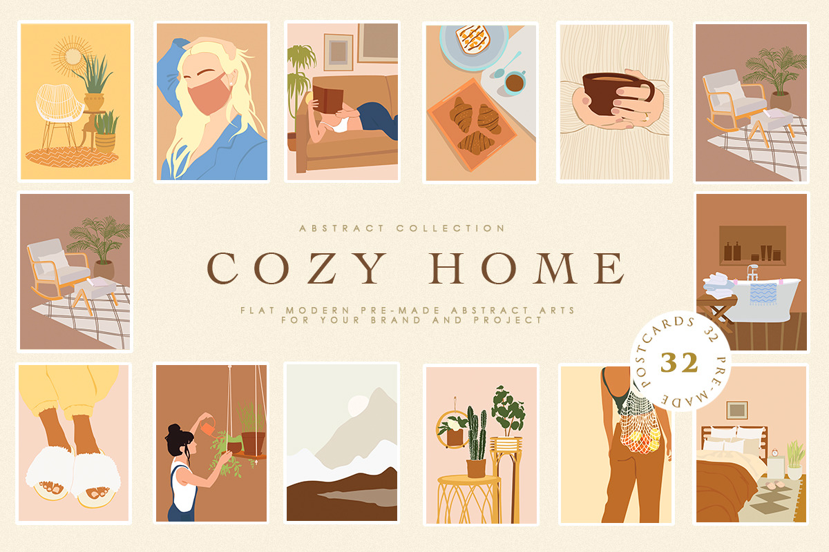 Abstract Cozy Home Illustrations