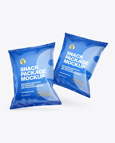 Two Matte Snack Packages Mockup