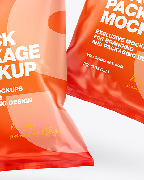 Two Glossy Snack Packages Mockup