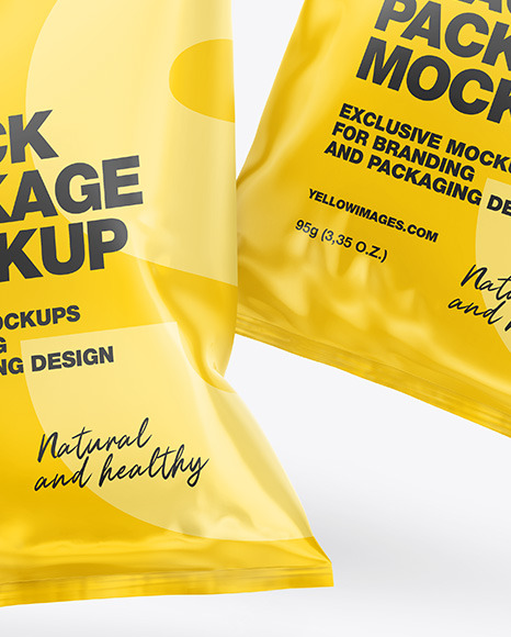 Two Glossy Snack Packages Mockup