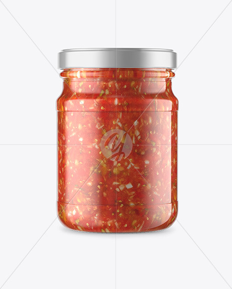 Glass Jar With Salsa Sauce Mockup