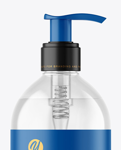 500ml Clear Cosmetic Bottle with Pump Mockup