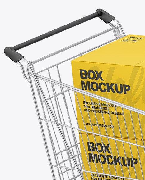 Shopping Cart W/ Paper Boxes Mockup