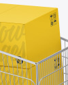 Shopping Cart W/ Paper Boxes Mockup