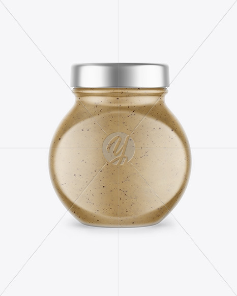 Glass Jar with Mushroom Sauce Mockup