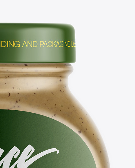 Glass Jar with Mushroom Sauce Mockup