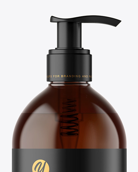 500ml Amber Cosmetic Bottle with Pump Mockup 500ml Amber Cosmetic Bottle with Pump Mockup