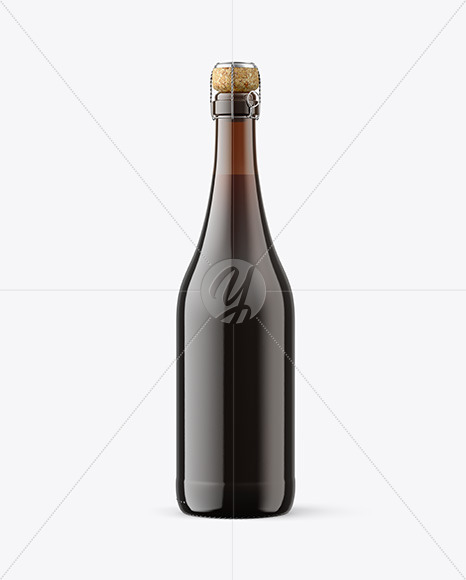 Amber Glass Bottle w/ Red Wine Mockup Amber Glass Bottle w/ Red Wine Mockup