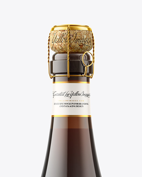 Amber Glass Bottle w/ Red Wine Mockup Amber Glass Bottle w/ Red Wine Mockup