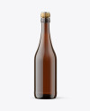 Amber Glass Bottle w/ White Wine Mockup