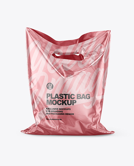 Metallic Plastic Carrier Bag Mockup