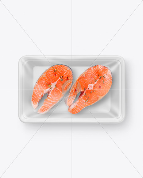 Plastic Tray W/ Salmon Mockup