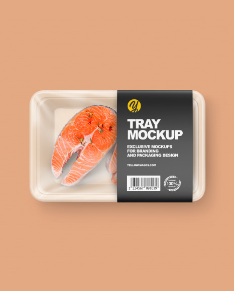 Plastic Tray W/ Salmon Mockup