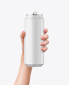 Aluminium Can With Matte Finish in a Hand Mockup