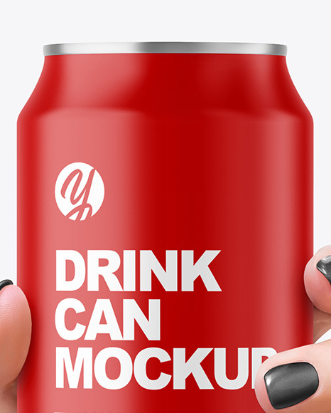 Aluminium Can With Matte Finish in a Hand Mockup