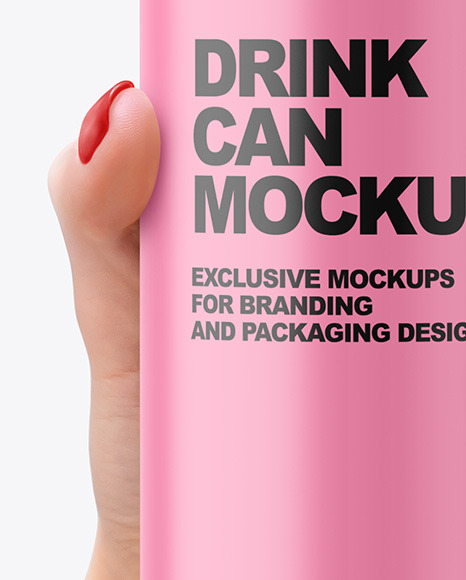 Aluminium Can With Matte Finish in a Hand Mockup