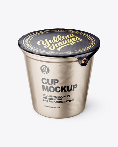 Round Metallic Cup With Aluminium Foil Cap Mockup - Snapback cap psd mockup