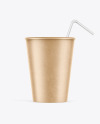 Kraft Paper Soda Cup w/ Straw Mockup