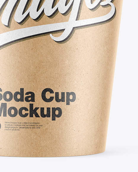 Kraft Paper Soda Cup w/ Straw Mockup