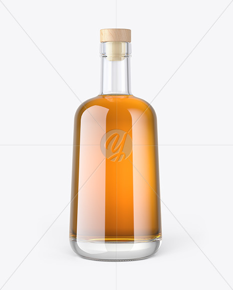 Whiskey Bottle with Wooden Cap Mockup