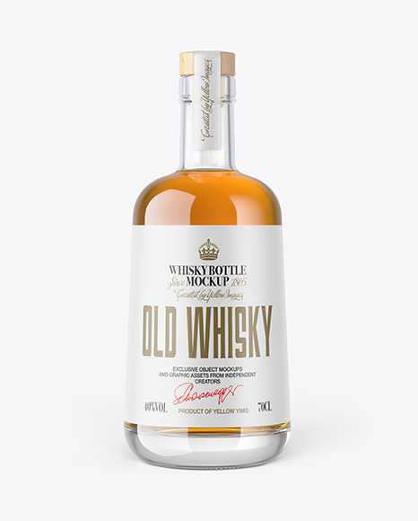 Whiskey Bottle with Wooden Cap Mockup