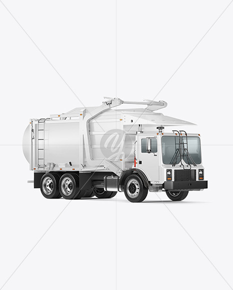 Garbage Truck Mockup - Half Side View