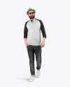 Man in Crew Neck Long Sleeve Shirt Mockup