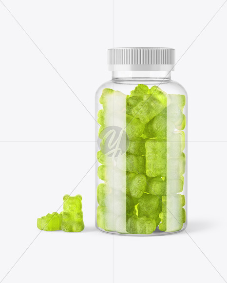 Plastic Bottle with Sugared Gummies Mockup